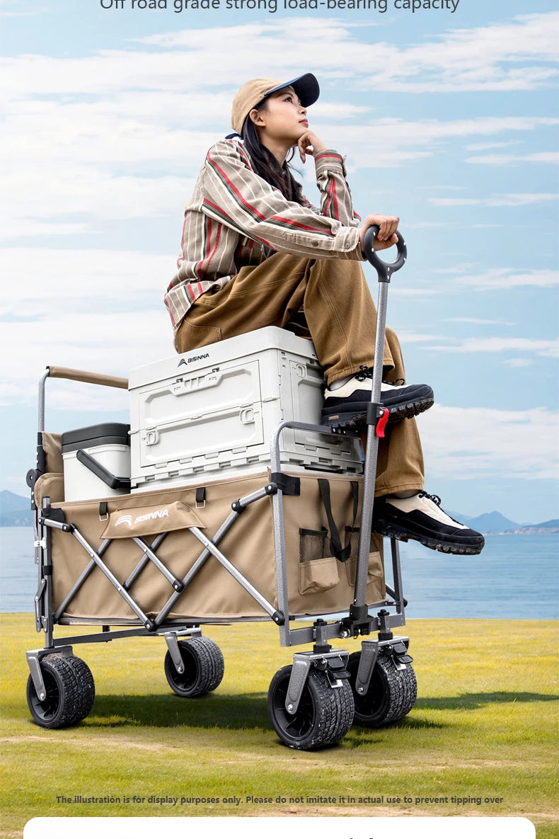 BISINNA Camping Wagon Cart Folding Utility Heavy Duty Large Capacity Trolley Outdoor Shopping Picnic Collapsible Hand Truck