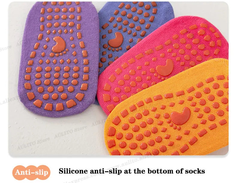 Kids Adults Anti-Slip Floor Socks Parent-Child Trampoline Cotton Breathable Socks Elasticity Sports Boys Girls Outside Children