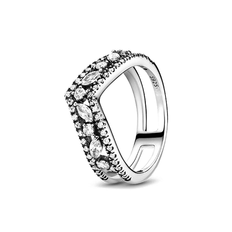 New White Series Original 925 Sterling Silver Women Finger Rings for Women Silver Daisy Mom heart Zirconia Stone Luxury Jewelry