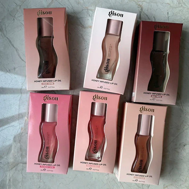 Gisou Moisturizing Glazed Plum Lip Balm Lip Oil Gloss Care Of The Lips Benetitnt For Lips Plumping Exfoliating Plumping Gloss