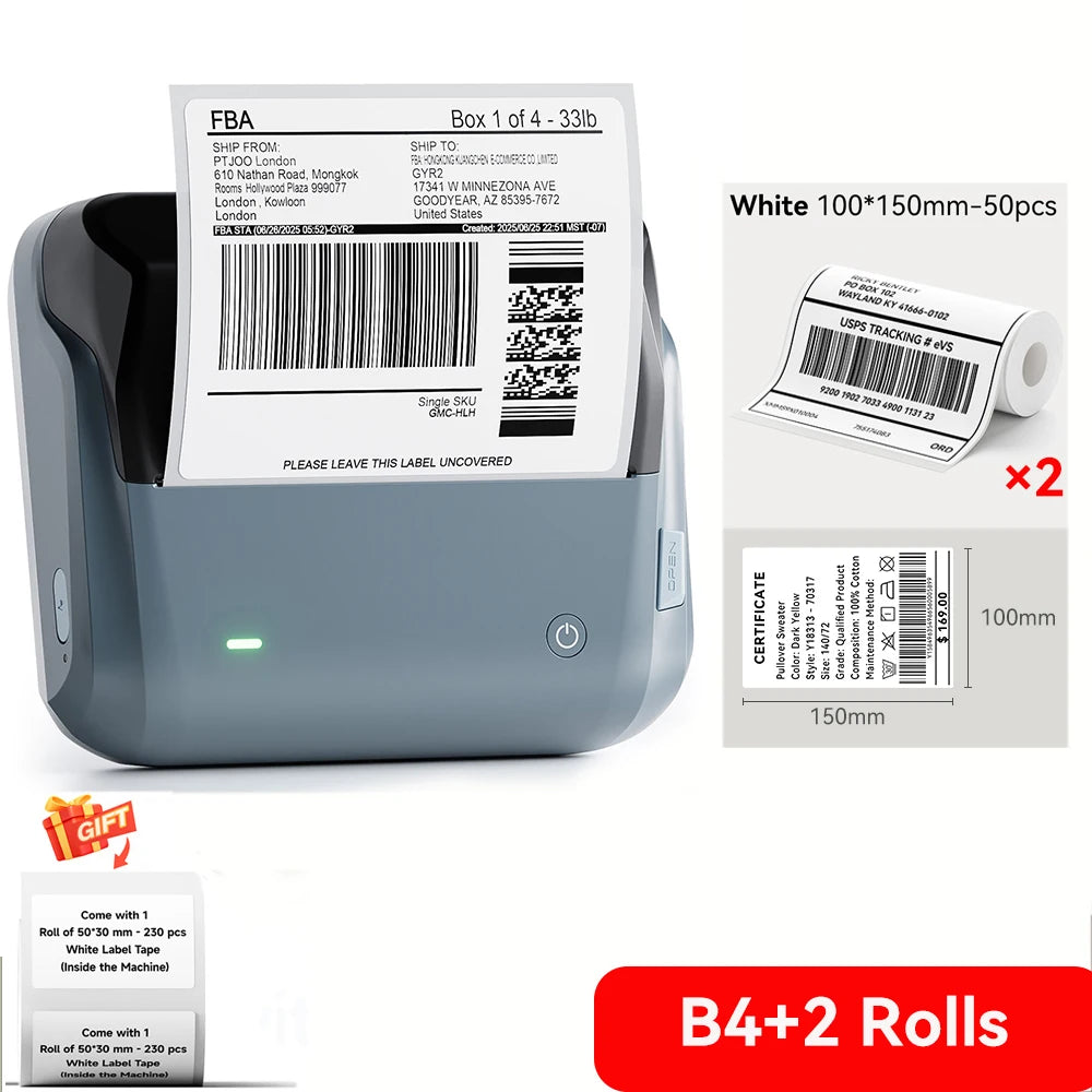 Niimbot B4 Thermal Label Printer Large Size 20-110mmm Print Width Label Sitcker Machine Shipping Label Business Office Use