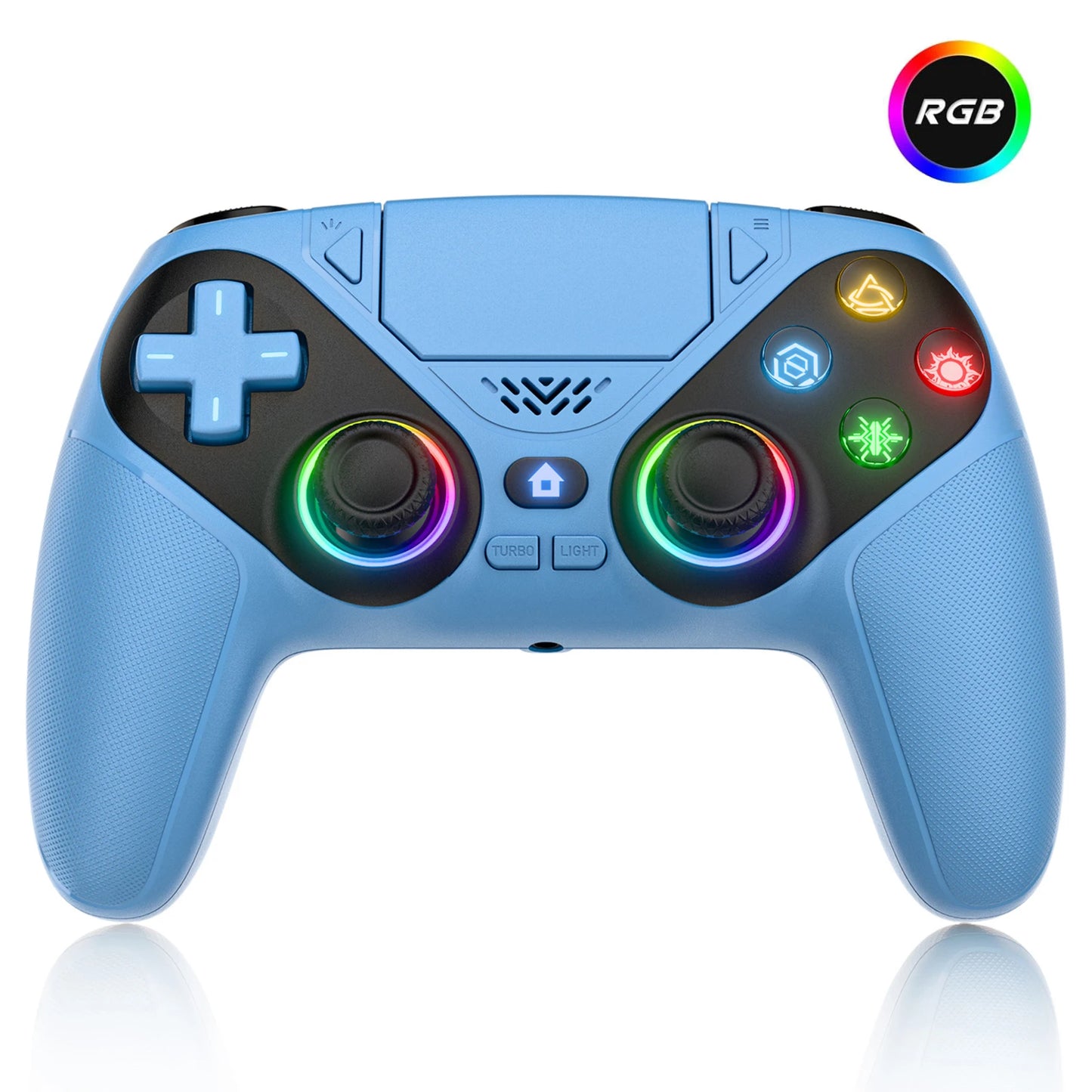 GAMROMBO Wireless Controller for PS5/Playstion 5 Pro/Slim/PC Console W/ RGB Dual Vibration Marco/Turbo Function 3.5mm Audio Jack