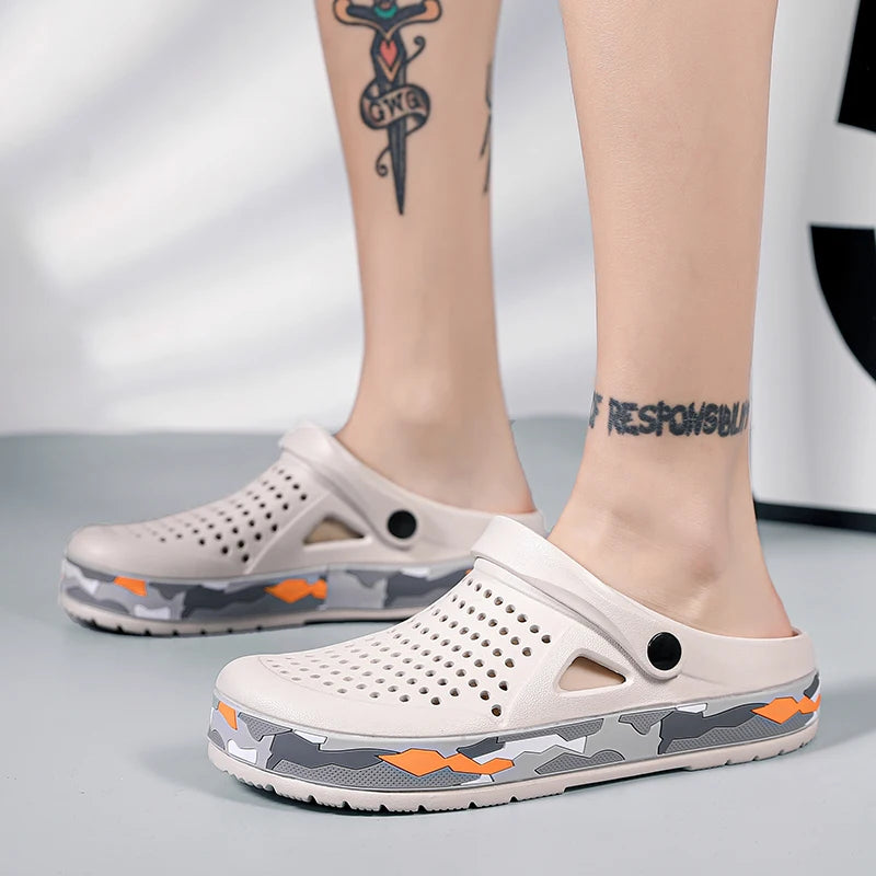 2023 Clogs Sandals Men Large Size Slip On Outdoor Beach Summer Shoes Medical Clogs Causal Breathable Male Sandals With Hole