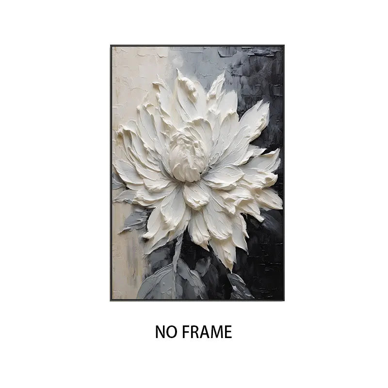 Abstract White Flower Oil Painting Printed on Canvas, Luxury Flower Posters and Prints Floral Wall Art Porch Living Room Decor