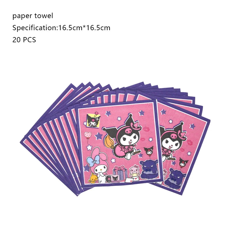 Kuromi Birthday Party Decoration Backdrop Disposable Tableware For Kids Event Supplies Latex Foil Balloons Banner