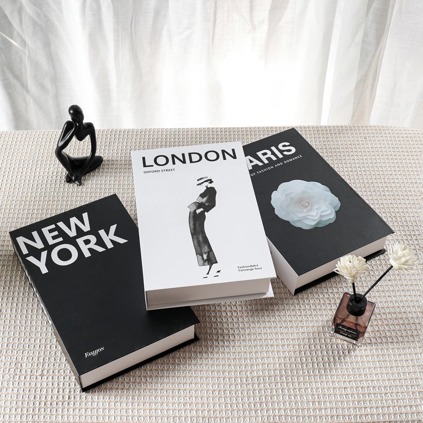 3Pcs Foldable Fashion Fake Books Living Room Decoration Designer Books Coffee Table Ornaments Club Hotel Room Villa Prop Books