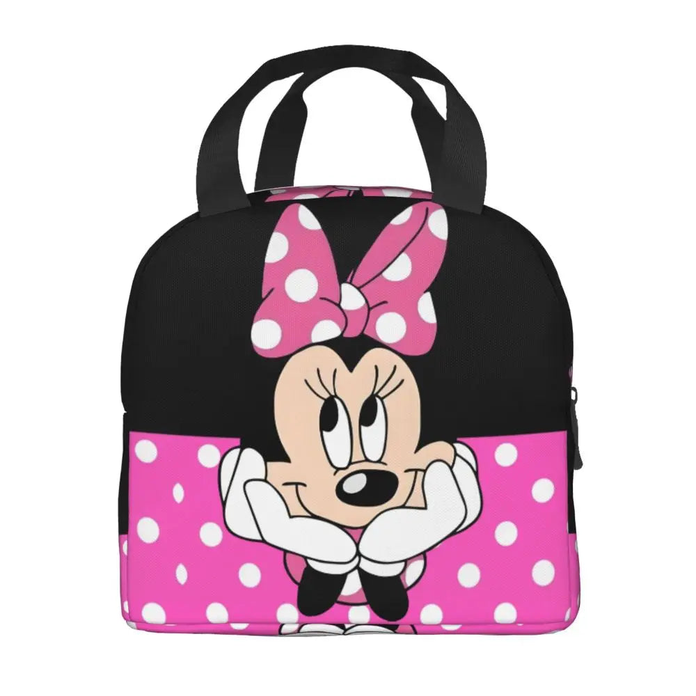 Custom Mickey Pink Minnie Mouse Lunch Bag Women Creative Design Cooler Warm Insulated Lunch Box for Kids School