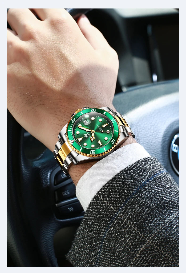 OLEVS 5885 Diving Series Men Watch Luxury Automatic Date Original Watch Trendy Stainless Steel Waterproof Sports Quartz Watch