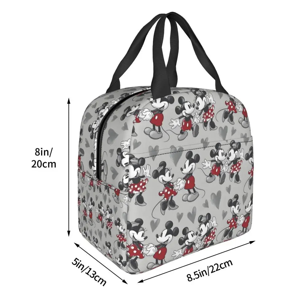 Custom Mickey Pink Minnie Mouse Lunch Bag Women Creative Design Cooler Warm Insulated Lunch Box for Kids School