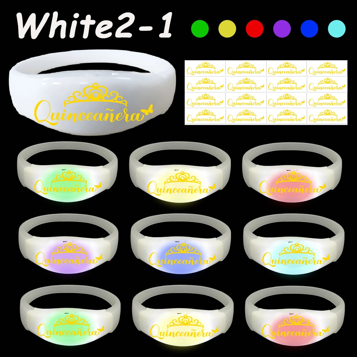 30-200Pcs Quinceanera Music & Sound Activated LED Bracelet Glow Recuerdos Para 15 Años XV Quinceañeras decorations Party Favors
