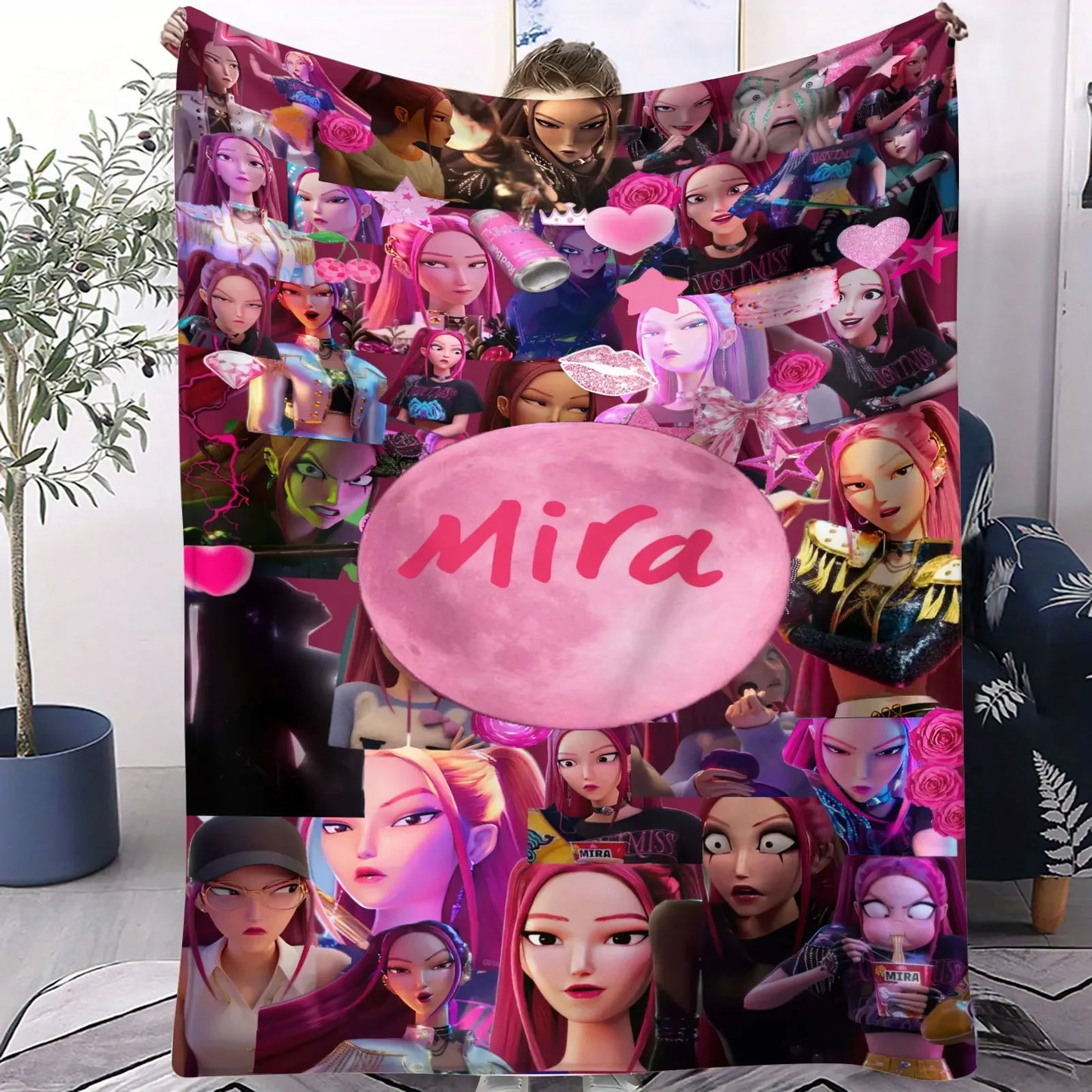 K Pop Demon Hunters Huntrix Blanket Hot Anime Flannel Throw Anime Fan Gift for Travel Camping Sofa Bed Cover Living Room Decor