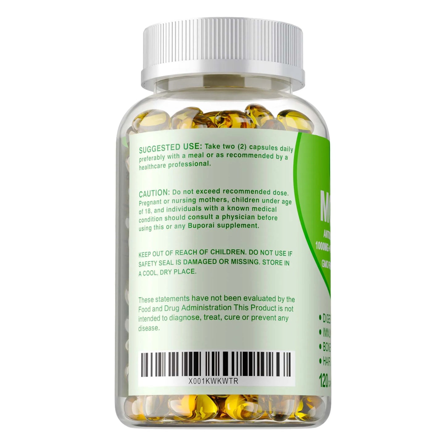 Moringa Capsules 1000mg - Boosts Energy Levels, Promotes Metabolism, Digestive Health,Promote Bone, Joint, Immune Health
