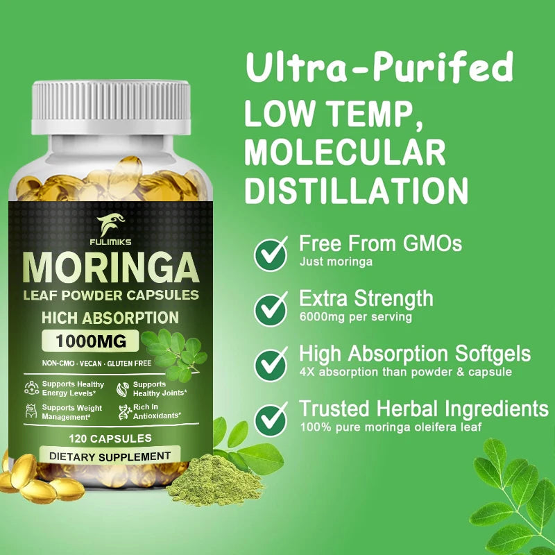 Buy 2 Get 2 Free! Pure Moringa Leaf Powder Supplement Energy, Metabolism and Immune Support,Weight Management, Non-GMO