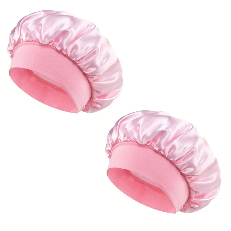 New Women's Satin Solid Wide-brimmed Sleeping Hat