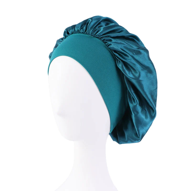 New Women's Satin Solid Wide-brimmed Sleeping Hat