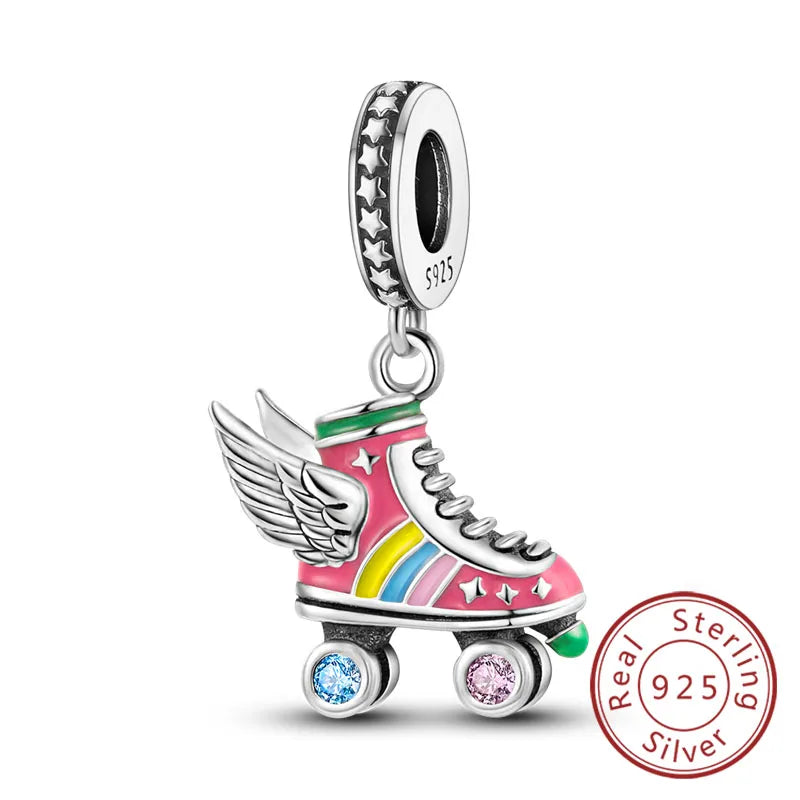 Fit Original 925 Sterling Silver Charms Beads Bow Perfume Bottle Pink Charms for Women Fine DIY Birthday Jewelry Gifts