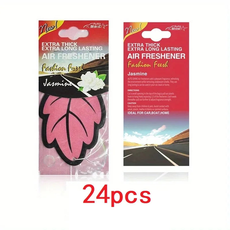 3-60pcs Car Air Freshener Natural Scented Tea Paper Auto Hanging Vanilla Perfume Fragrance Leaf Shape Car Accessories Interior